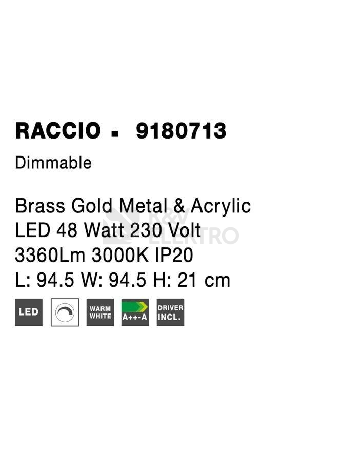 Obrázek produktu Stropní LED svítidlo NOVA LUCE RACCIO 50W 3000K 9180713 stmívatelné Triac 6