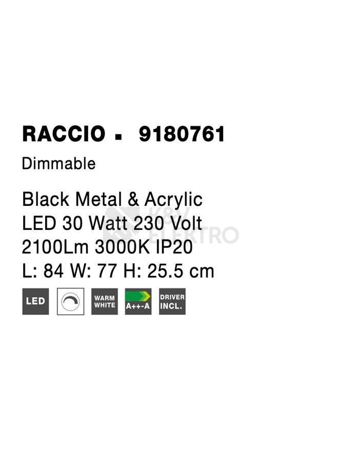 Obrázek produktu Stropní LED svítidlo NOVA LUCE RACCIO 32W 3000K 9180761 stmívatelné Triac 8