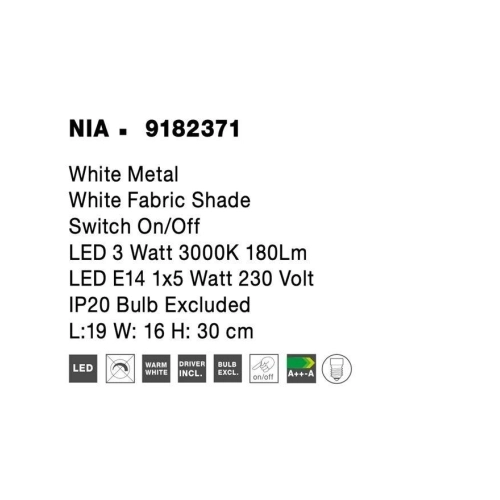 Nástěnné svítidlo NOVA LUCE NIA E27 + LED na čtení 3000K 9182371 bez žárovky (obrázek 7)