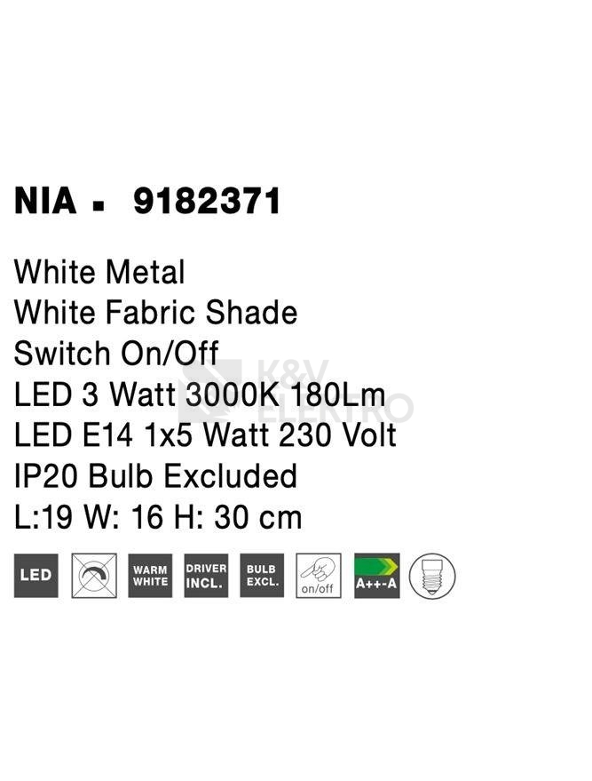 Obrázek produktu Nástěnné svítidlo NOVA LUCE NIA E27 + LED na čtení 3000K 9182371 bez žárovky 1