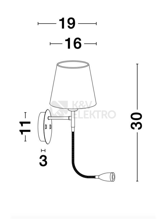 Obrázek produktu Nástěnné svítidlo NOVA LUCE NIA E27 + LED na čtení 3000K 9182371 bez žárovky 11