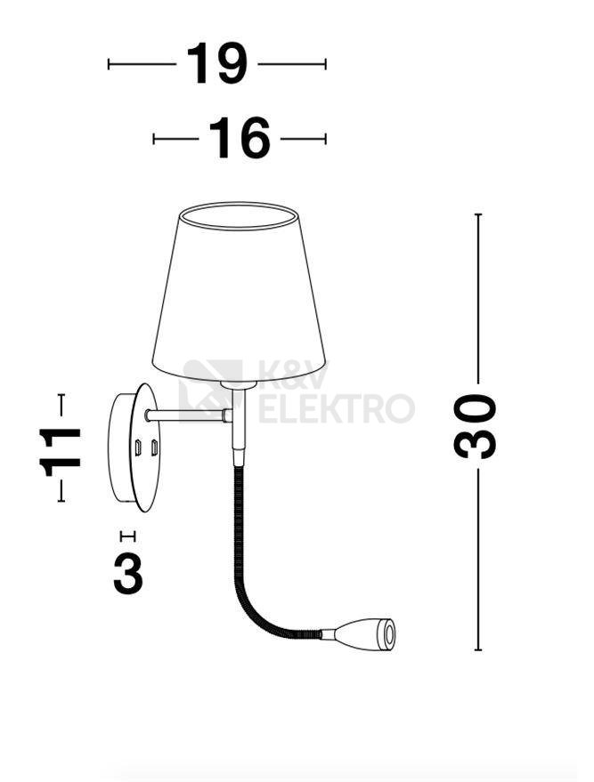 Obrázek produktu Nástěnné svítidlo NOVA LUCE NIA E27 + LED na čtení 3000K 9182372 bez žárovky 5