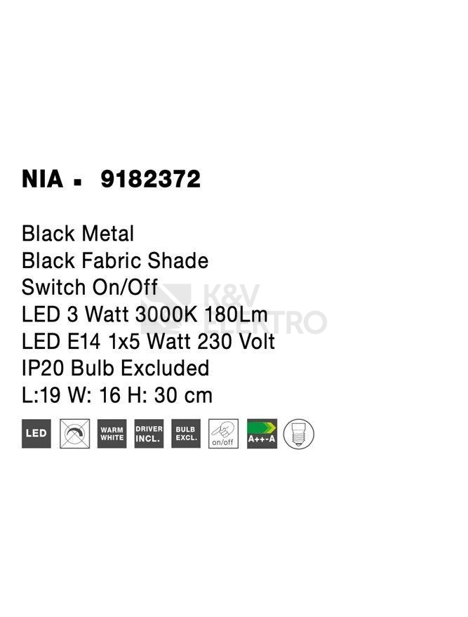 Obrázek produktu Nástěnné svítidlo NOVA LUCE NIA E27 + LED na čtení 3000K 9182372 bez žárovky 6