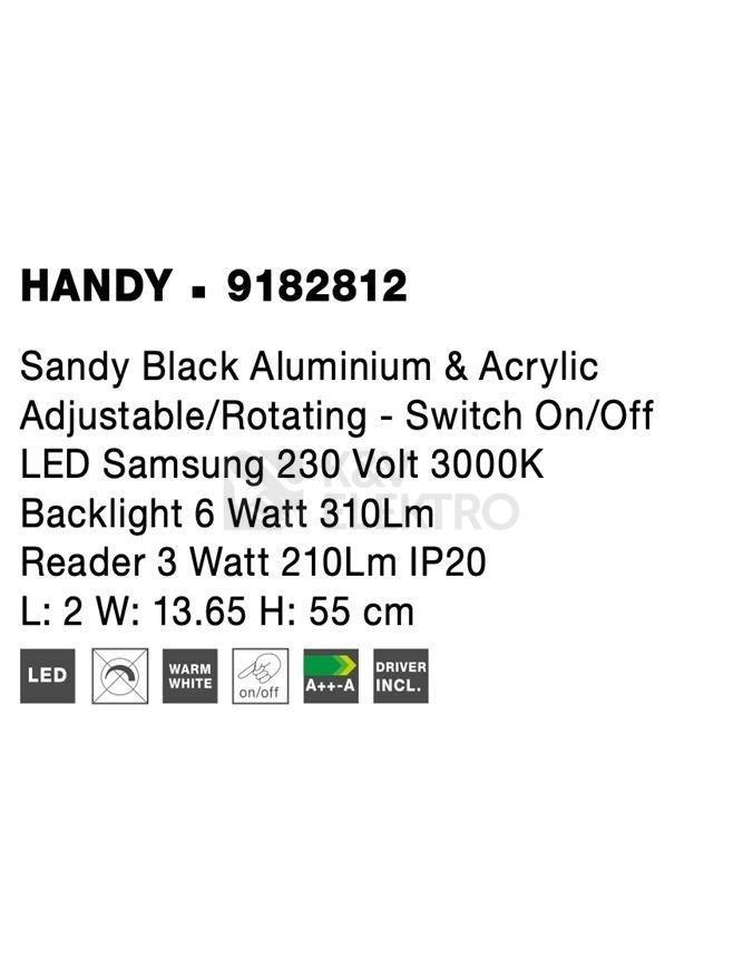 Obrázek produktu Nástěnné LED svítidlo NOVA LUCE HANDY 9W 3000K 9182812 2