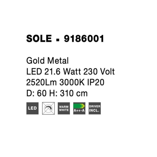 Závěsné LED svítidlo NOVA LUCE SOLE 21,6W 3000K 9186001