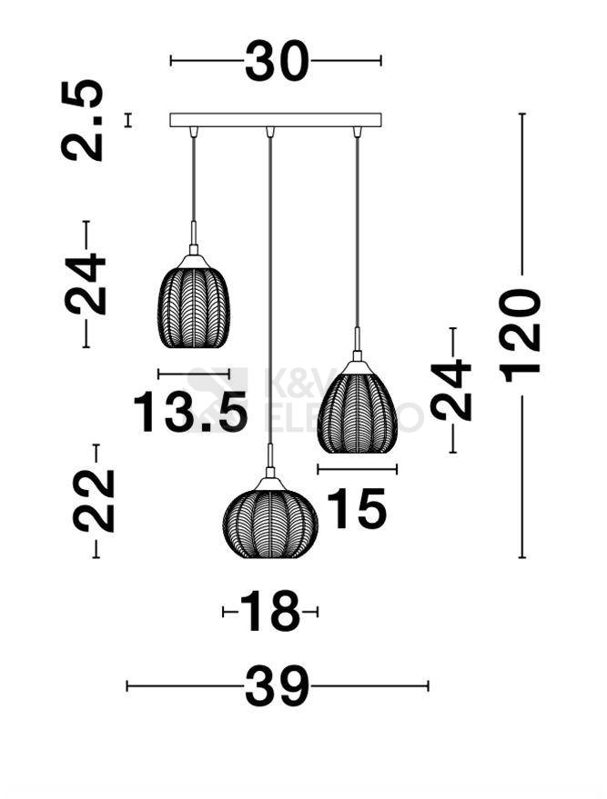 Obrázek produktu Závěsné svítidlo NOVA LUCE VARIO Ε27 9191542 bez žárovky 3