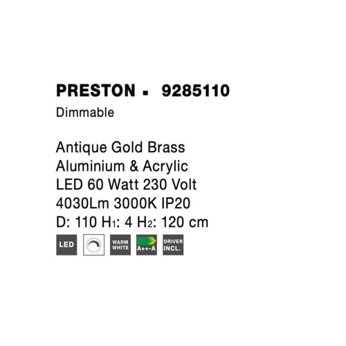 Závěsné LED svítidlo NOVA LUCE PRESTON 60W 3000K 9285110 stmívatelné Triac (obrázek 6)