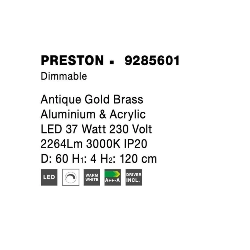 Závěsné LED svítidlo NOVA LUCE PRESTON 35W 3000K 9285601 stmívatelné Triac (obrázek 7)