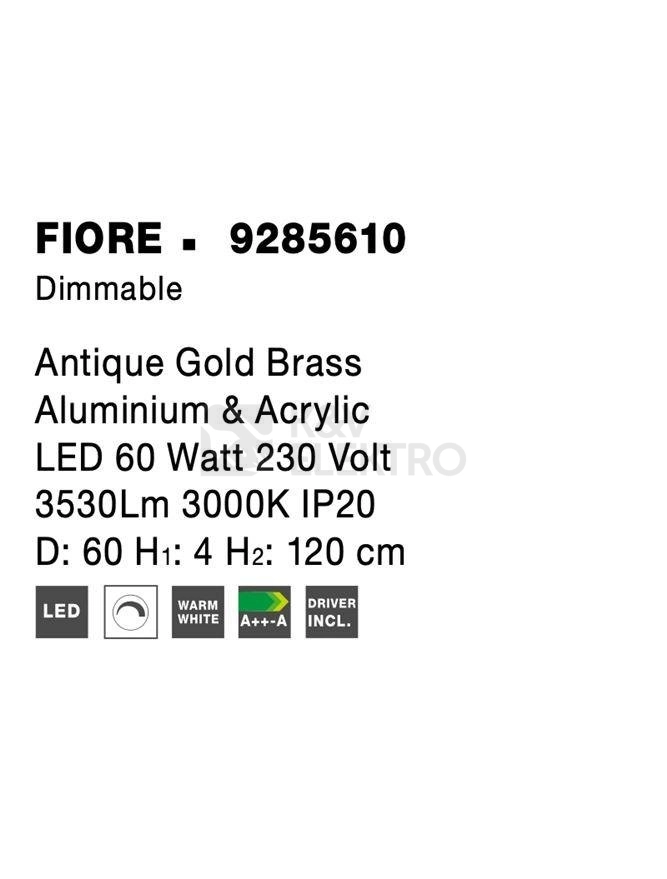 Obrázek produktu Závěsné LED svítidlo NOVA LUCE FIORE 60W 3000K 9285610 stmívatelné Triac 10