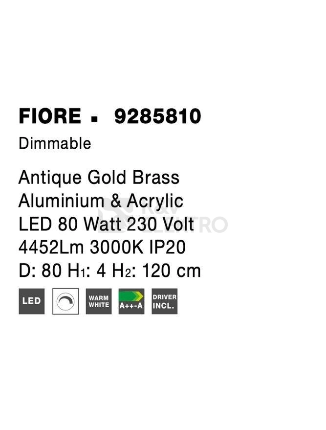 Obrázek produktu Závěsné LED svítidlo NOVA LUCE FIORE 80W 3000K 9285810 stmívatelné Triac 4