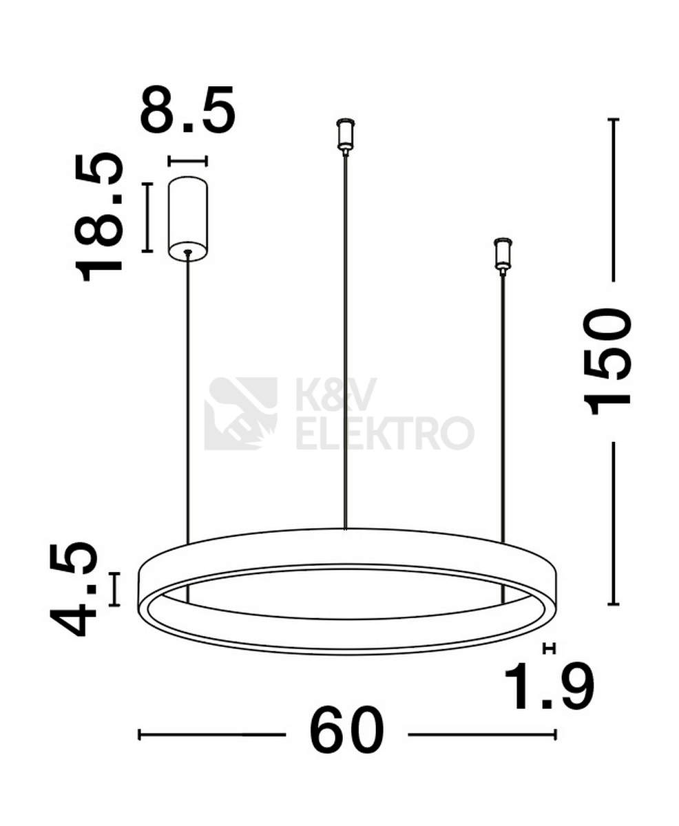 Obrázek produktu Závěsné LED svítidlo NOVA LUCE ELOWEN 60W 3000K 9345649 stmívatelné Triac 8