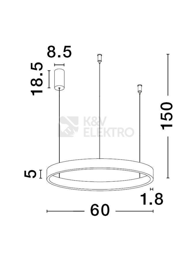 Obrázek produktu Závěsné LED svítidlo NOVA LUCE ELOWEN 60W 3000K 9345661 stmívatelné Triac 2
