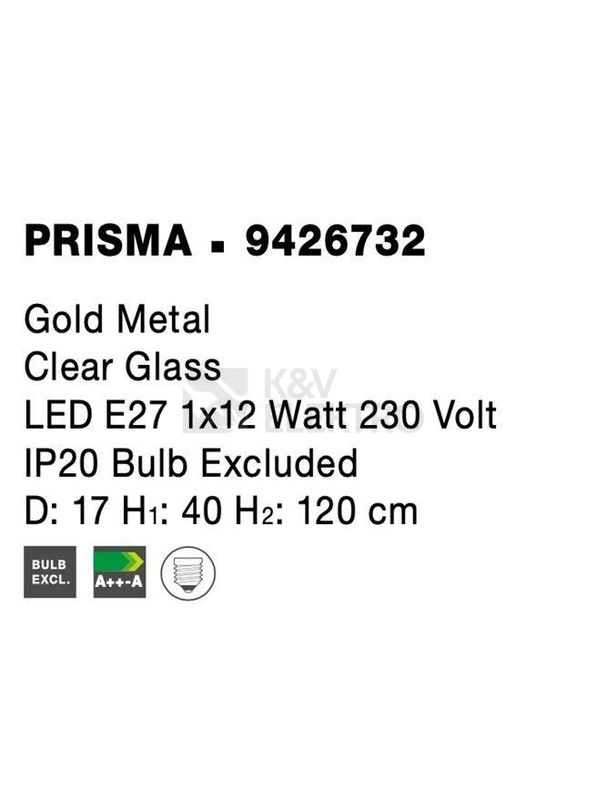 Obrázek produktu Závěsné svítidlo NOVA LUCE PRISMA Ε27 9426732 bez žárovky 5