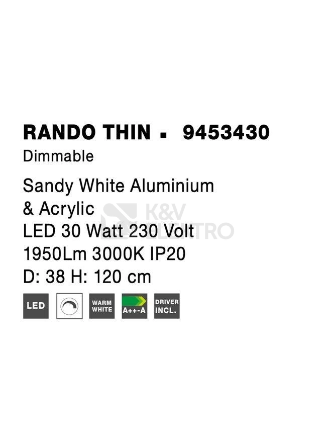 Obrázek produktu Závěsné LED svítidlo NOVA LUCE RANDO THIN 30W 3000K 9453430 stmívatelné Triac 5