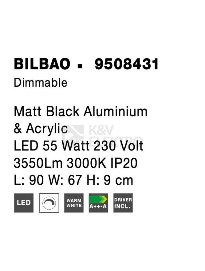 Obrázek produktu Stropní LED svítidlo NOVA LUCE BILBAO 55W 3000K 9508431 stmívatelné Triac 8