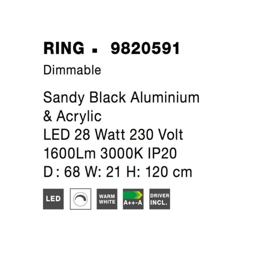 Závěsné LED svítidlo NOVA LUCE RING 27W 3000K 9820591 stmívatelné Triac