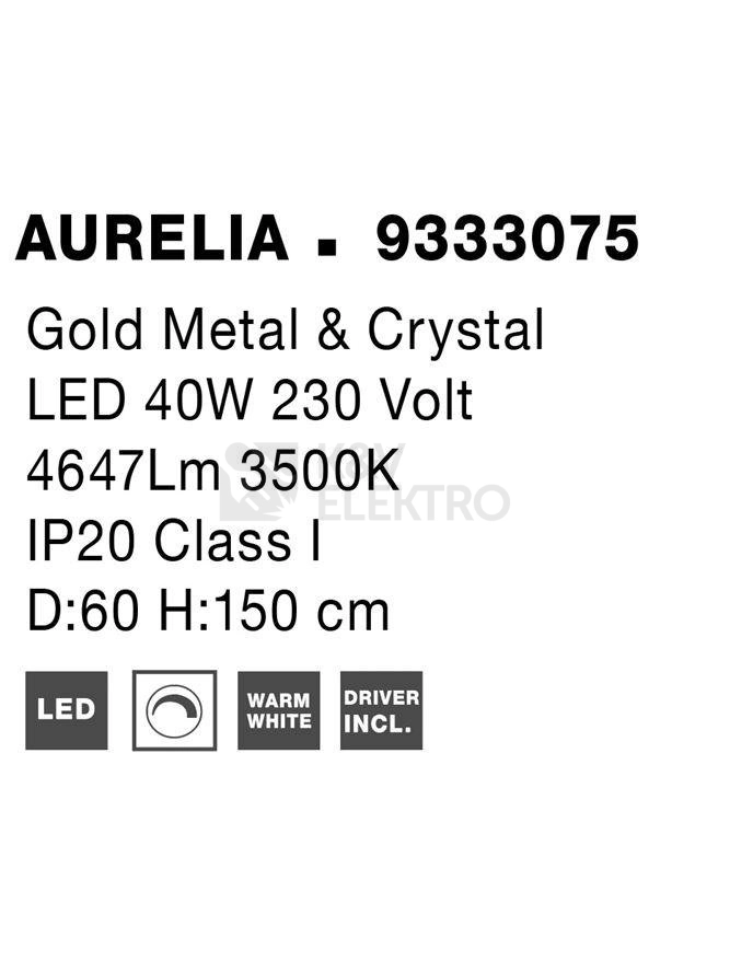 Obrázek produktu Závěsné LED svítidlo NOVA LUCE AURELIA 41W 3500K 9333075 stmívatelné Triac 7