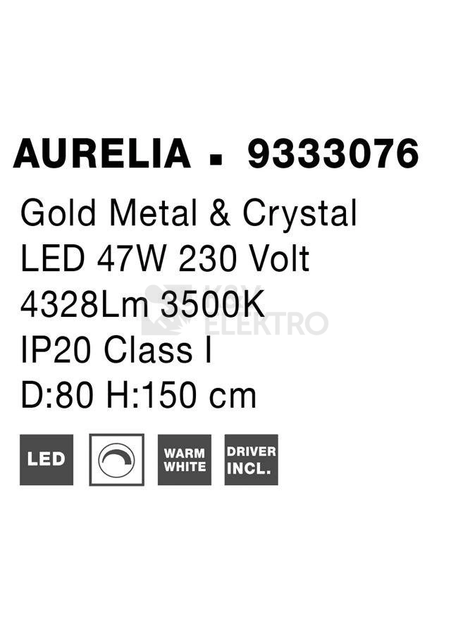 Obrázek produktu Závěsné LED svítidlo NOVA LUCE AURELIA 47W 3500K 9333076 stmívatelné Triac 7