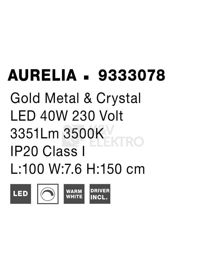 Obrázek produktu Závěsné LED svítidlo NOVA LUCE AURELIA 43W 3500K 9333078 stmívatelné Triac 7
