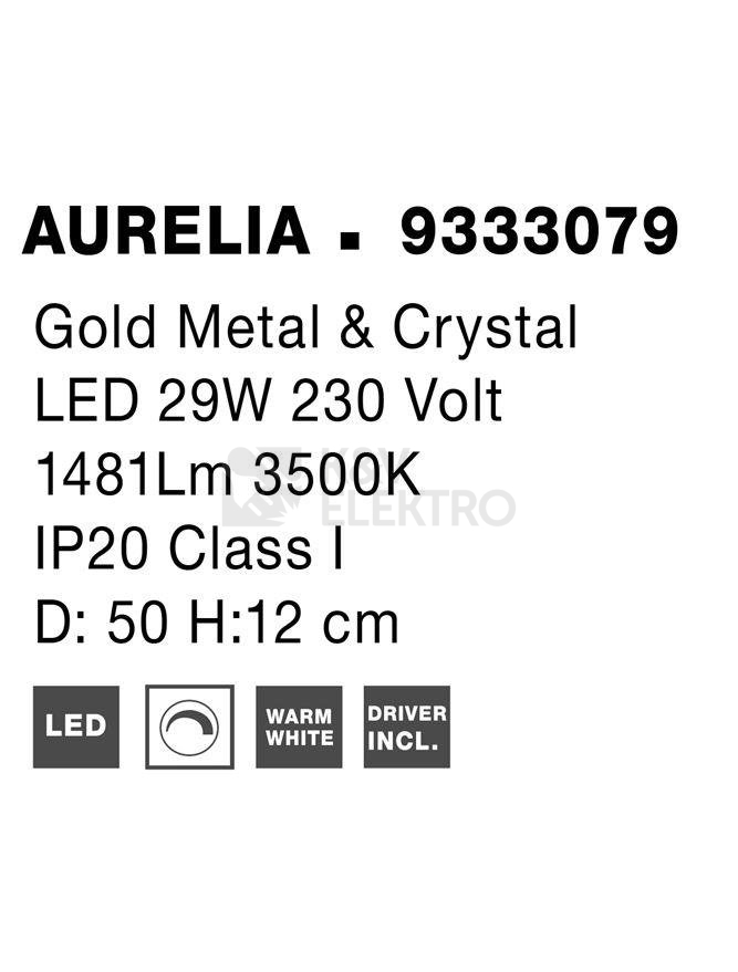 Obrázek produktu Stropní LED svítidlo NOVA LUCE AURELIA 29W 3500K 9333079 stmívatelné Triac 6