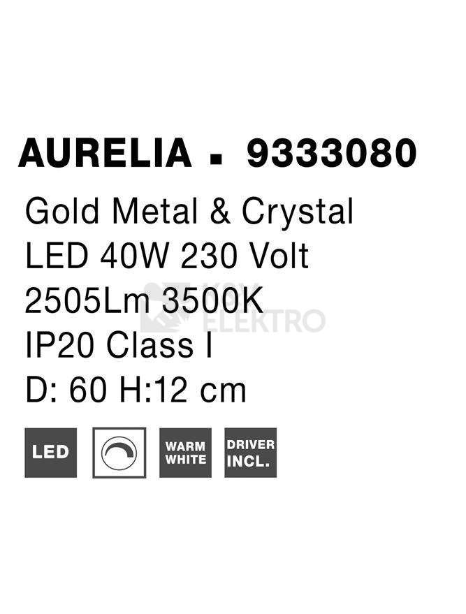 Obrázek produktu Stropní LED svítidlo NOVA LUCE AURELIA 41W 3500K 9333080 stmívatelné Triac 4
