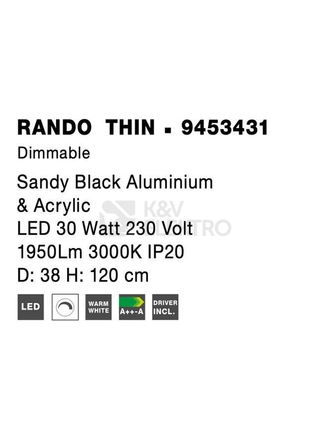 Obrázek produktu Závěsné LED svítidlo NOVA LUCE RANDO THIN 30W 3000K 9453431 stmívatelné Triac 8