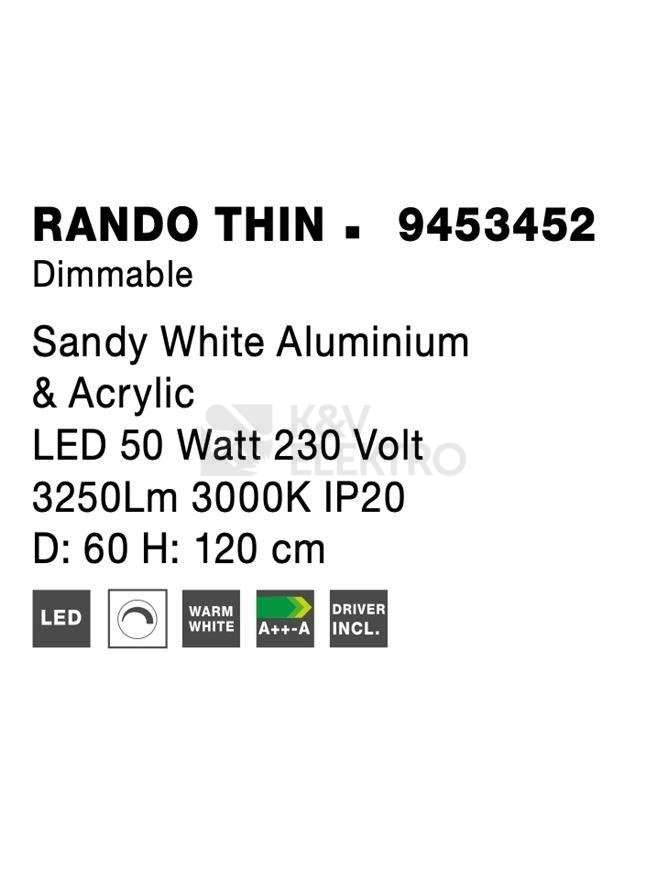 Obrázek produktu Závěsné LED svítidlo NOVA LUCE RANDO THIN 50W 3000K 9453452 stmívatelné Triac 6