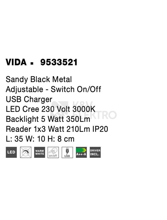 Obrázek produktu Nástěnné LED svítidlo NOVA LUCE VIDA 8W 3000K 9533521 8