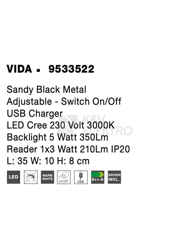 Obrázek produktu Nástěnné LED svítidlo NOVA LUCE VIDA 8W 3000K 9533522 6