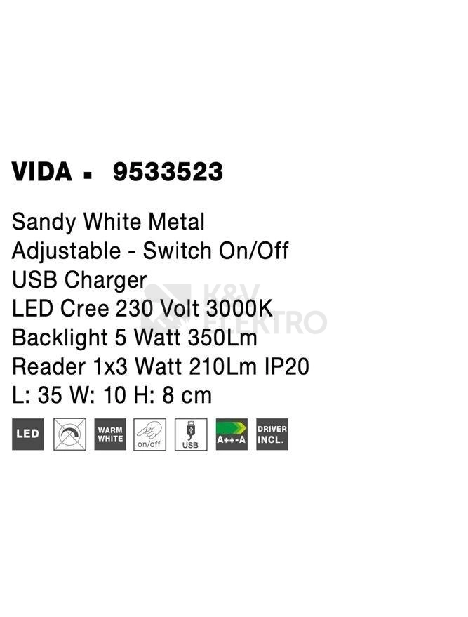 Obrázek produktu Nástěnné LED svítidlo NOVA LUCE VIDA 8W 3000K 9533523 8