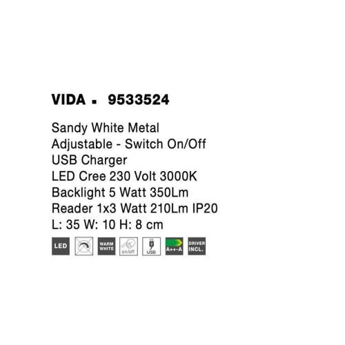 Nástěnné LED svítidlo NOVA LUCE VIDA 8W 3000K 9533524