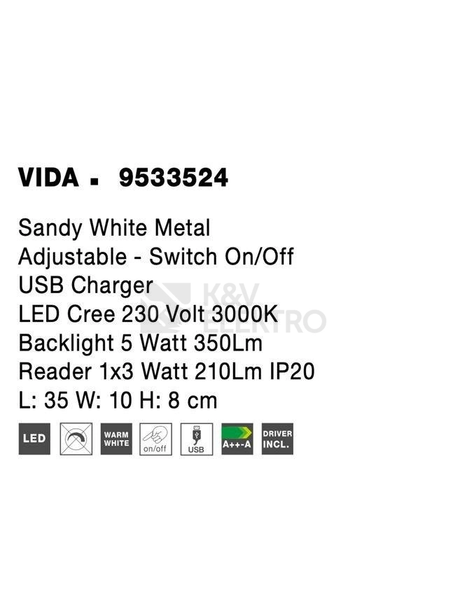 Obrázek produktu Nástěnné LED svítidlo NOVA LUCE VIDA 8W 3000K 9533524 5