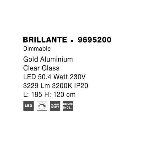 Závěsné LED svítidlo NOVA LUCE BRILLANTE 49W 3200K 9695200 stmívatelné Triac (obrázek 2)