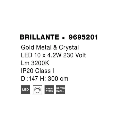 Závěsné LED svítidlo NOVA LUCE BRILLANTE 134W 3200K 9695201 stmívatelné Triac (obrázek 4)