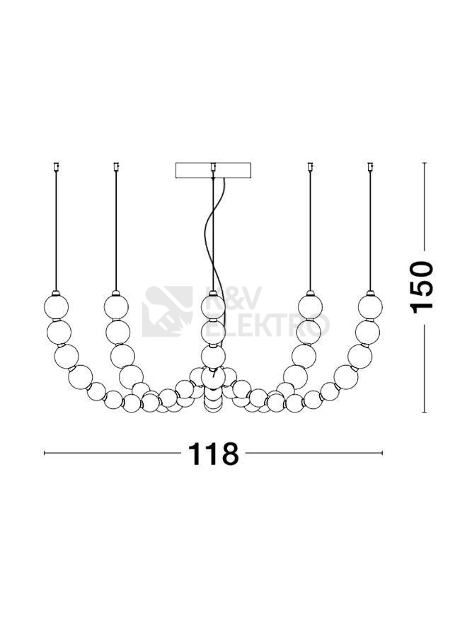 Obrázek produktu Závěsné LED svítidlo NOVA LUCE PERLA 125W 3000K 9695203 stmívatelné Triac 3
