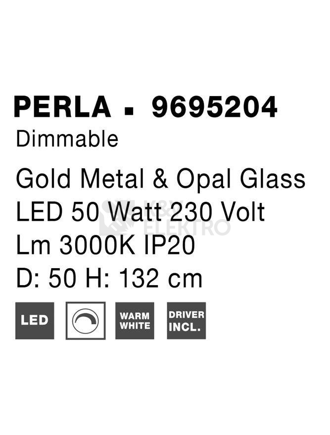 Obrázek produktu Závěsné LED svítidlo NOVA LUCE PERLA 56W 3000K 9695204 stmívatelné Triac 7