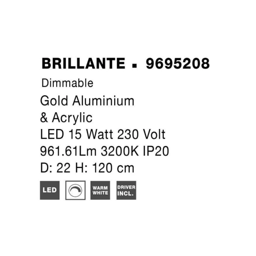 Závěsné LED svítidlo NOVA LUCE BRILLANTE 16W 3200K 9695208 stmívatelné Triac (obrázek 4)