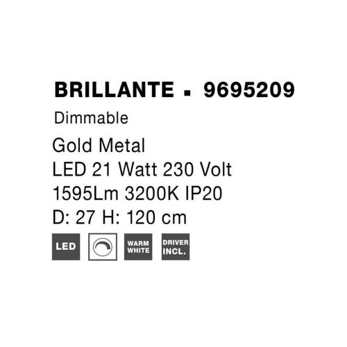 Závěsné LED svítidlo NOVA LUCE BRILLANTE 26W 3200K 9695209 stmívatelné Triac (obrázek 7)