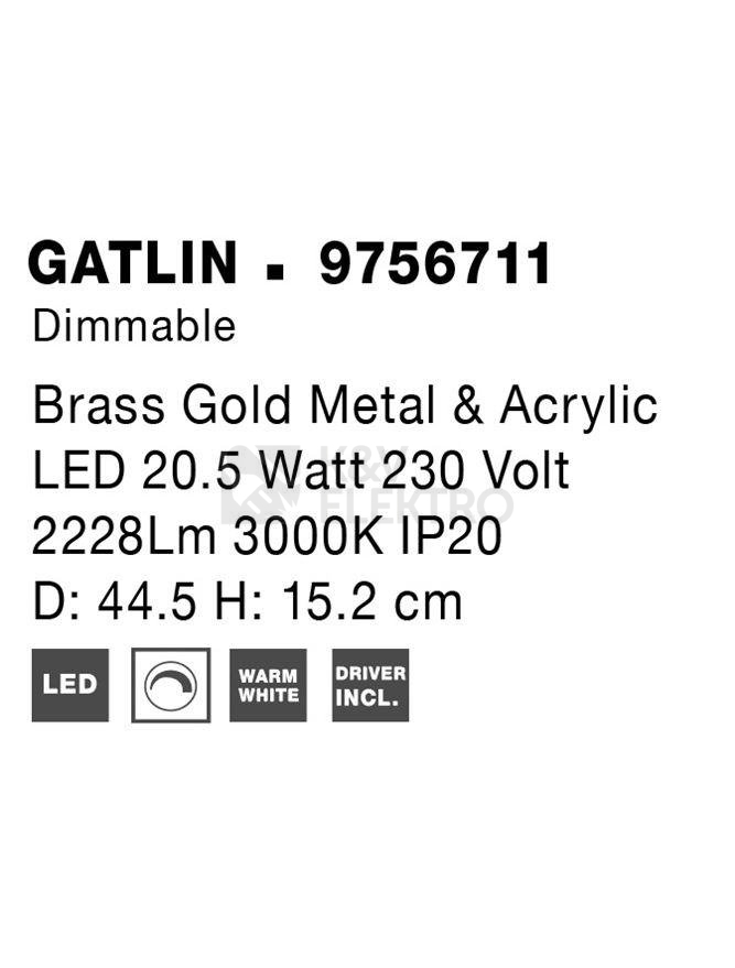Obrázek produktu Stropní LED svítidlo NOVA LUCE GATLIN 20,5W 3000K 9756711 7