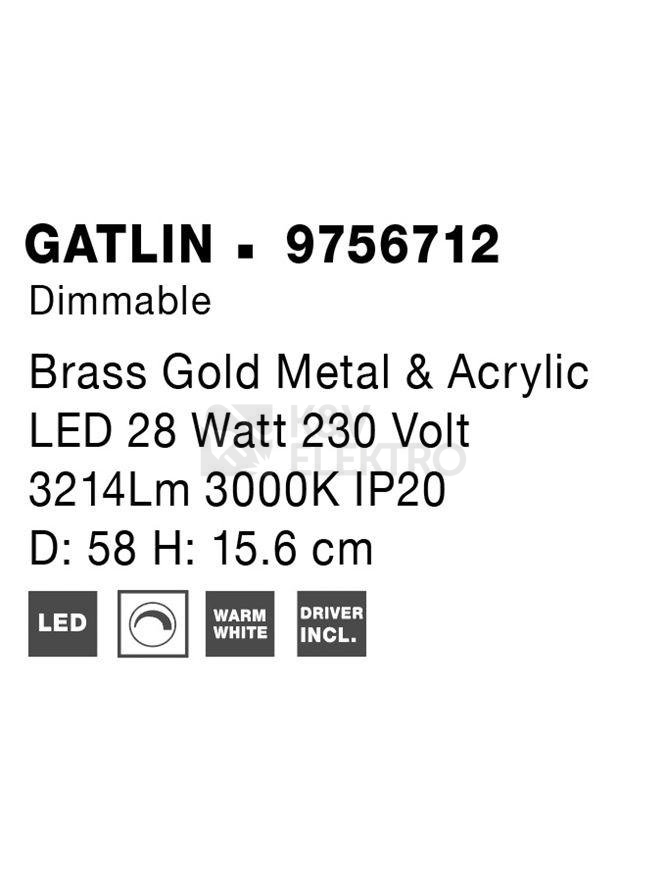 Obrázek produktu Stropní LED svítidlo NOVA LUCE GATLIN 27W 3000K 9756712 stmívatelné Triac 6