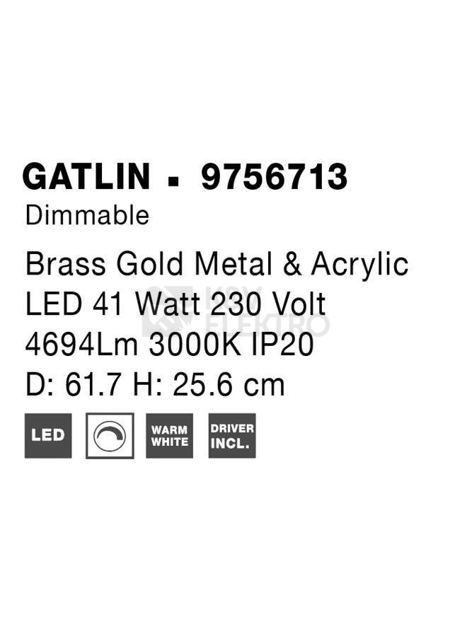 Obrázek produktu Stropní LED svítidlo NOVA LUCE GATLIN 41W 3000K 9756713 stmívatelné Triac 7