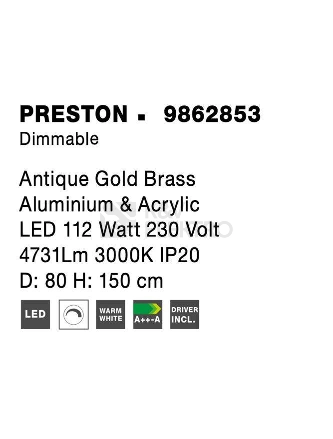 Obrázek produktu Závěsné LED svítidlo NOVA LUCE PRESTON 112W 3000K 9862853 stmívatelné Triac 6