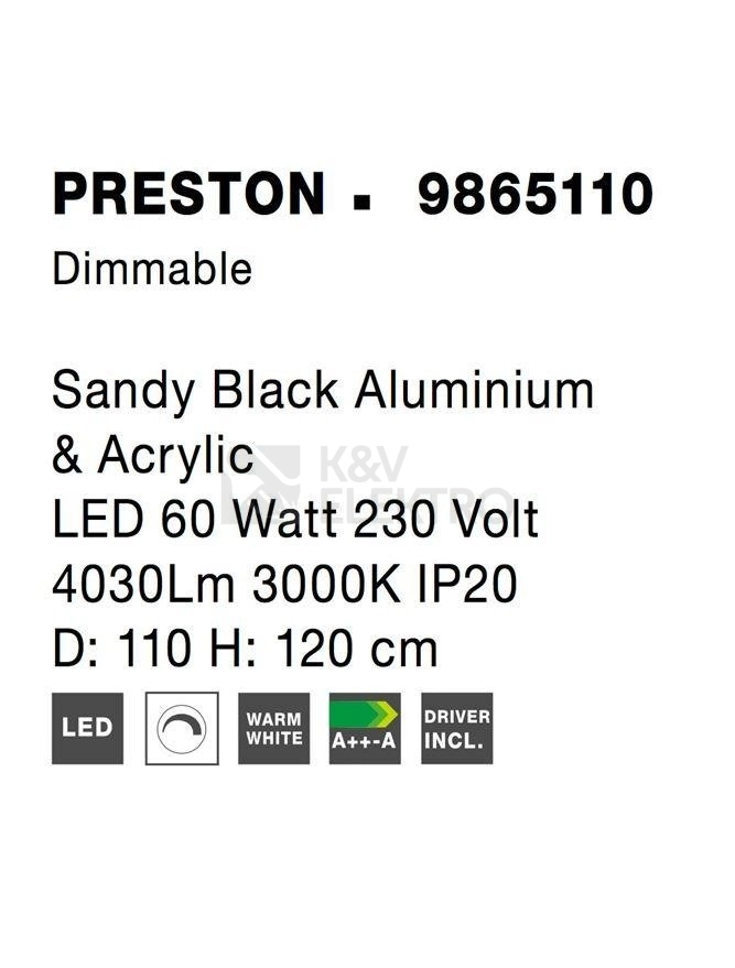 Obrázek produktu Závěsné LED svítidlo NOVA LUCE PRESTON 60W 3000K 9865110 6
