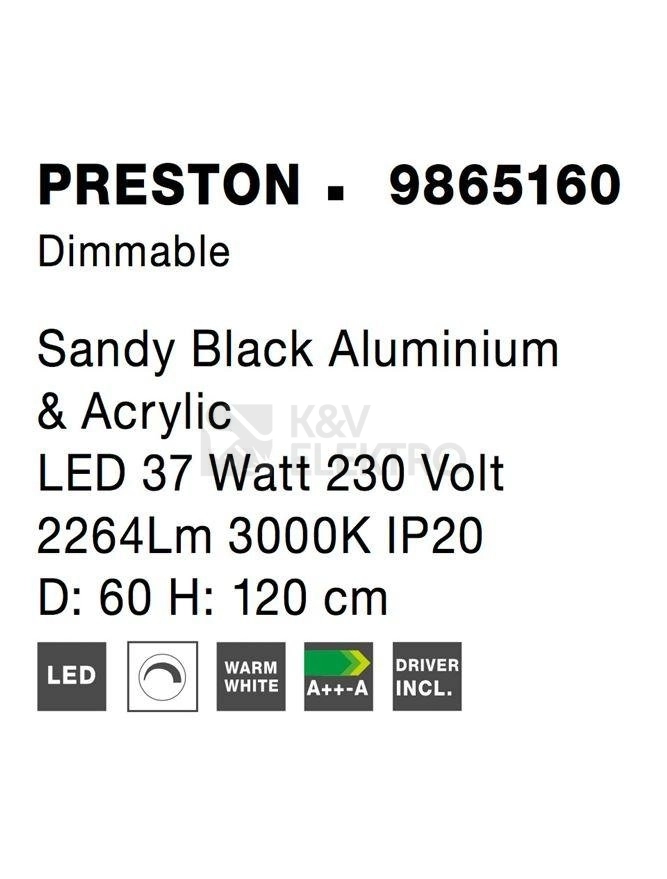 Obrázek produktu Závěsné LED svítidlo NOVA LUCE PRESTON 35W 3000K 9865160 6