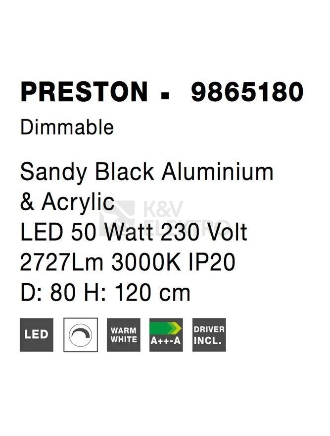 Obrázek produktu Závěsné LED svítidlo NOVA LUCE PRESTON 50W 3000K 9865180 5