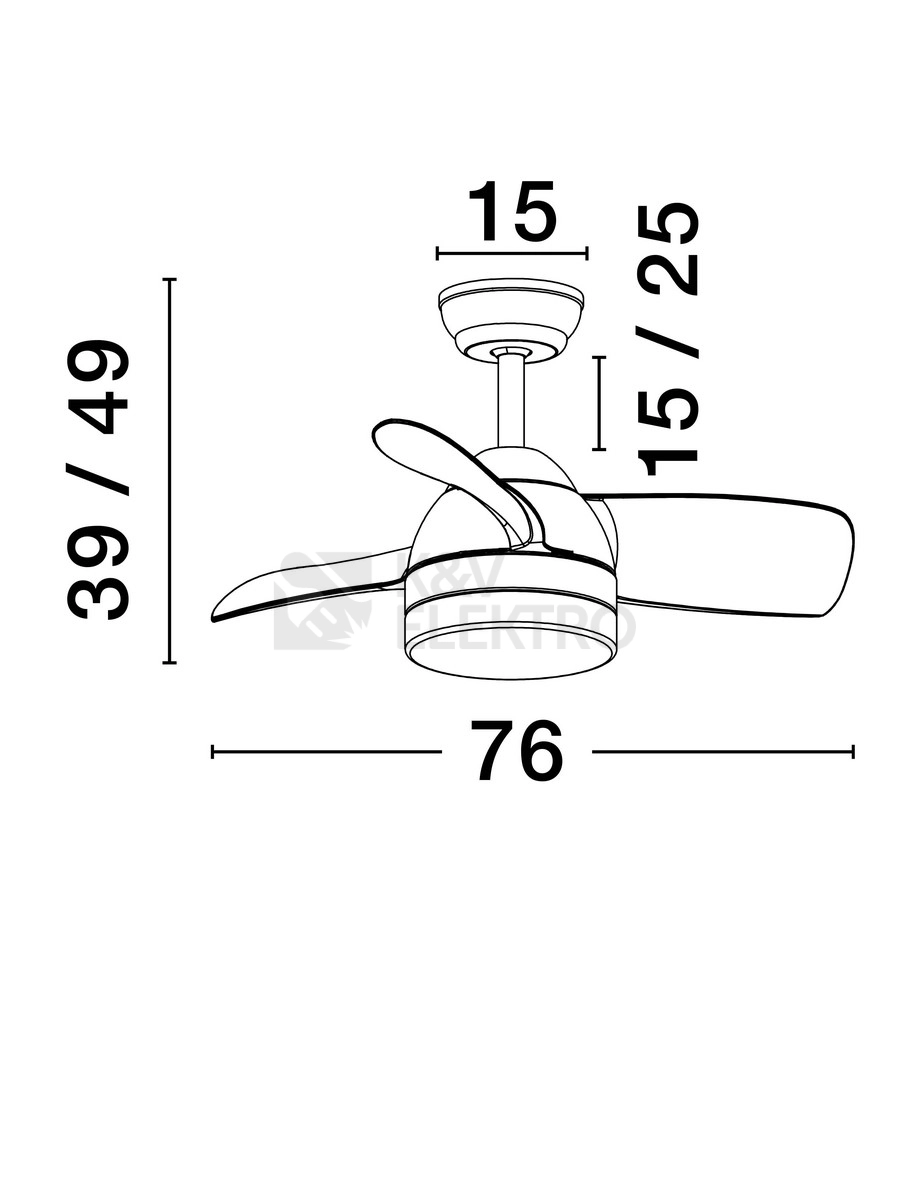 Obrázek produktu Stropní ventilátor s LED světlem NOVA LUCE NERINA 18W 3000/4000/6500K 9952379 6