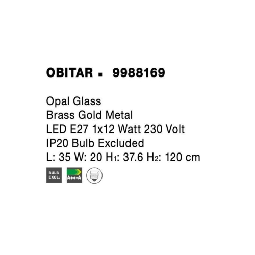 Závěsné svítidlo NOVA LUCE OBITAR Ε27 9988169 bez žárovky