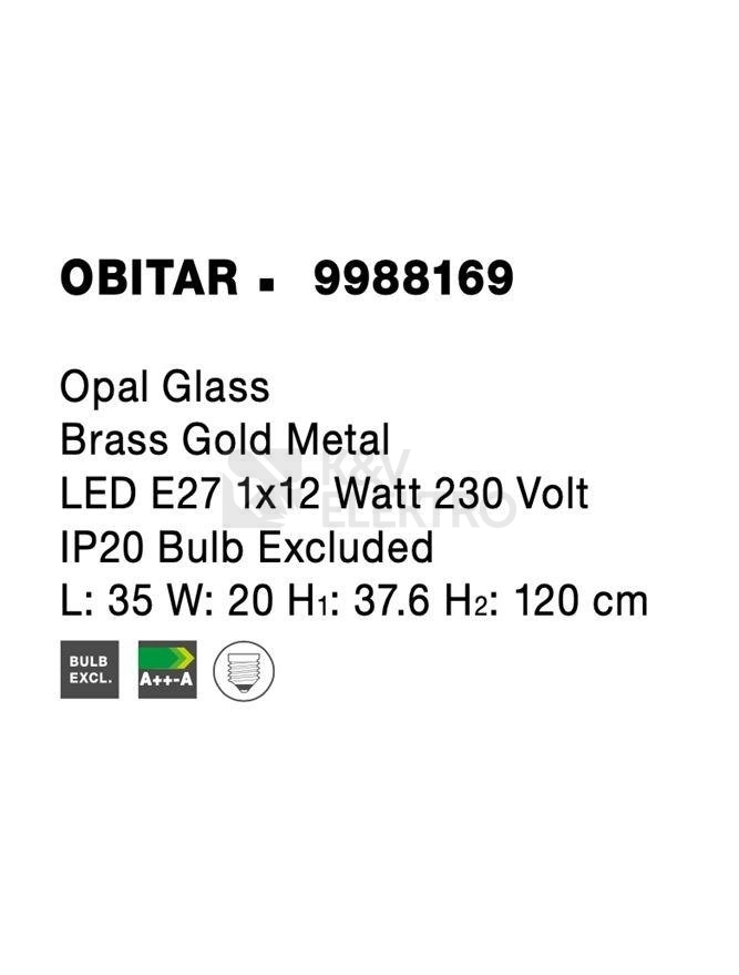 Obrázek produktu Závěsné svítidlo NOVA LUCE OBITAR Ε27 9988169 bez žárovky 4