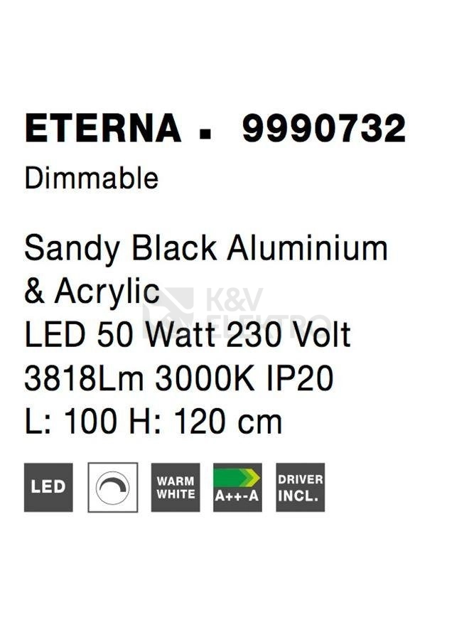 Obrázek produktu Závěsné LED svítidlo NOVA LUCE ETERNA 50W 3000K 9990732 stmívatelné Triac 10