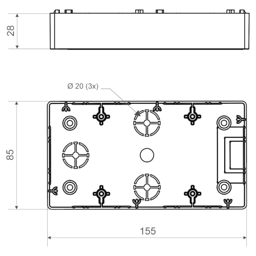 Krabice lištová KOPOS LK 85X28 ZNI/2 HF HB bílá pro Zoni